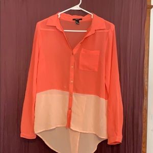 Forever 21 two tones high low button up